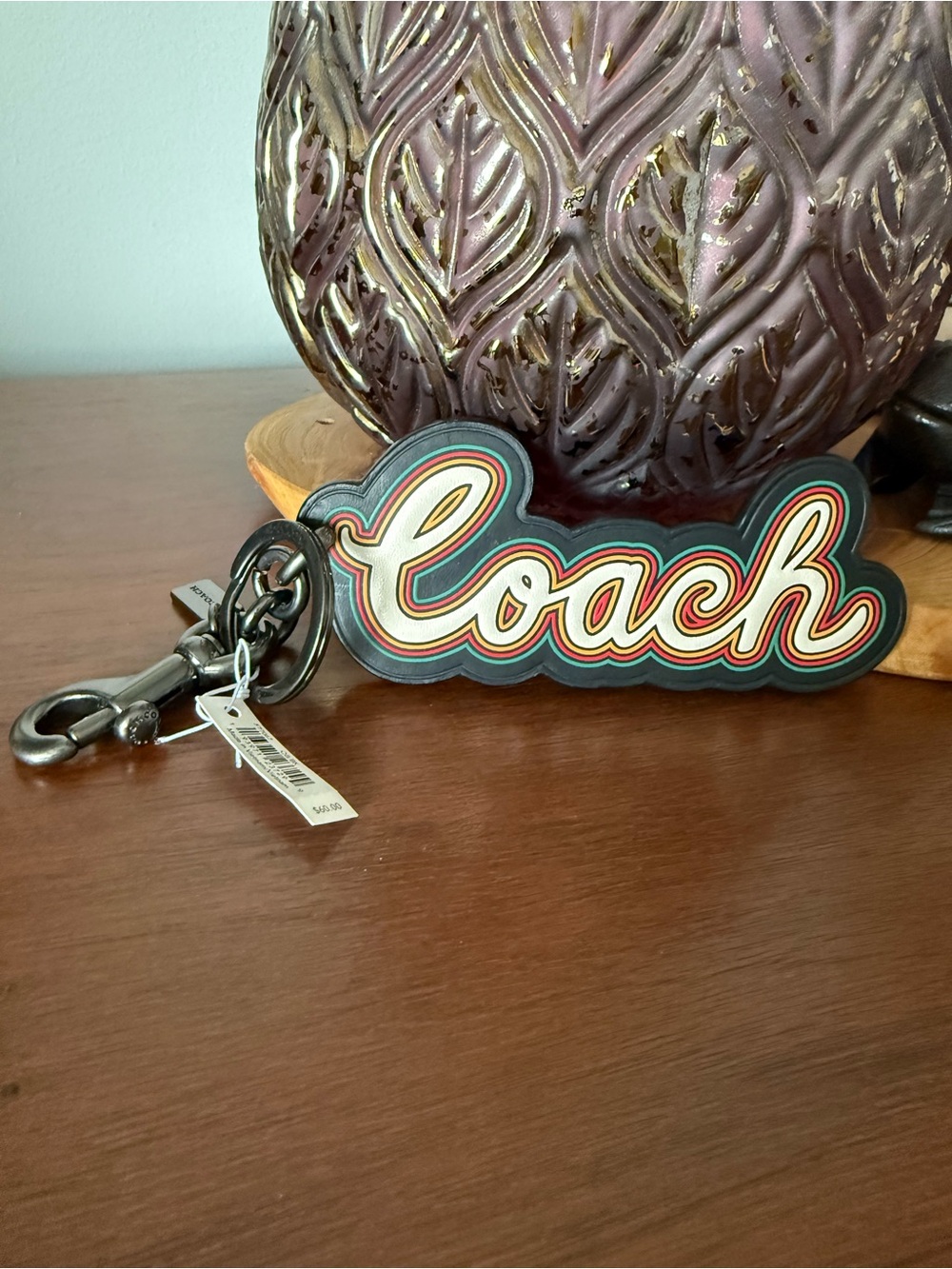 BRAND NEW - Coach Multicolor Script Key Ring with Gunmetal Hardware